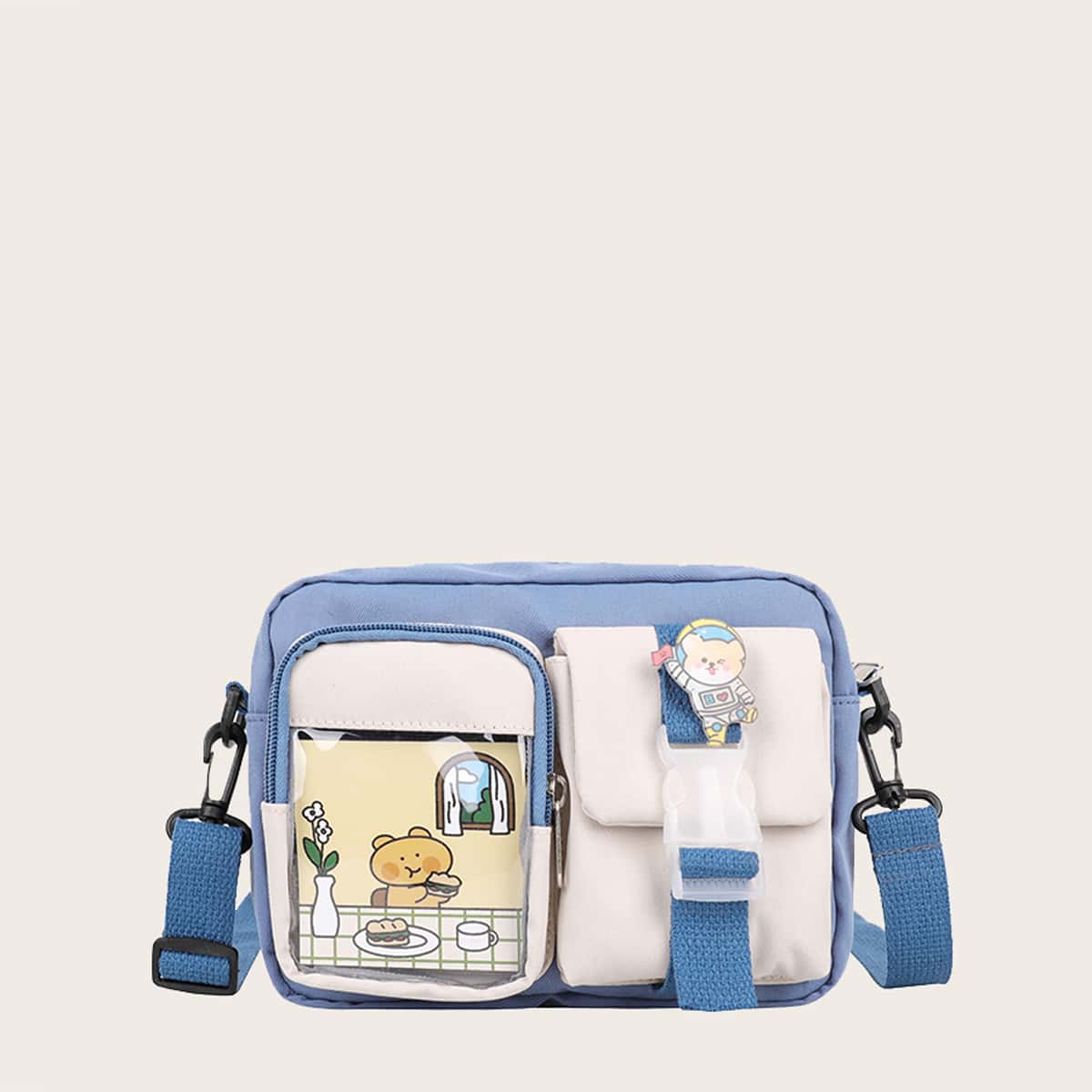

Colorblock Cartoon Crossbody Bag, Multicolor