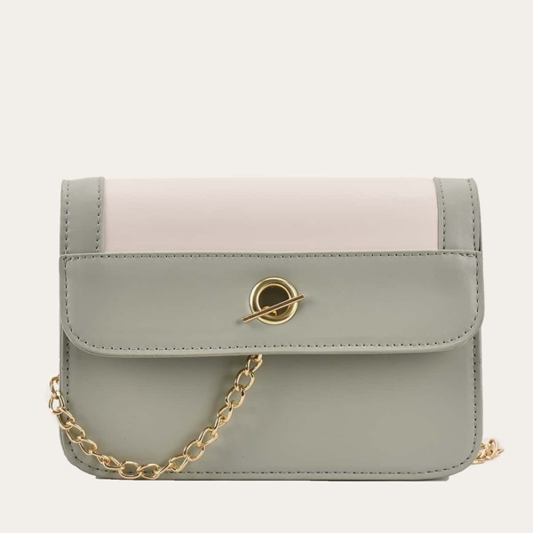 

Two Tone Chain Crossbody Bag, Green