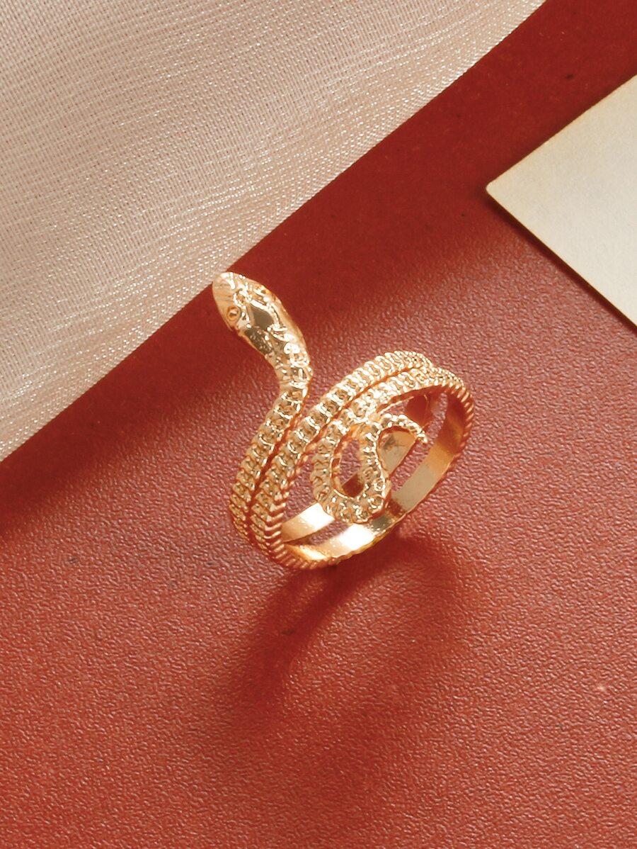 蛇設計戒指 - 金黃色 - 查看 1