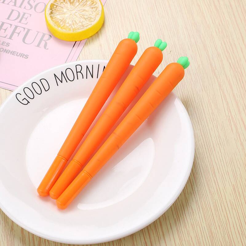 

3pcs Carrot Design Gel Pen, Orange