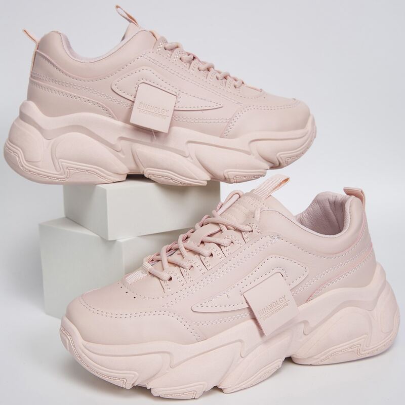 

Lace-up Front Chunky Sneakers, Pink