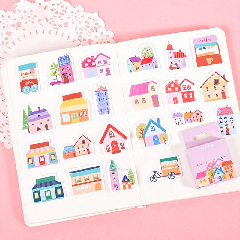 

46pcs Cartoon House Pattern Sticker, Multicolor