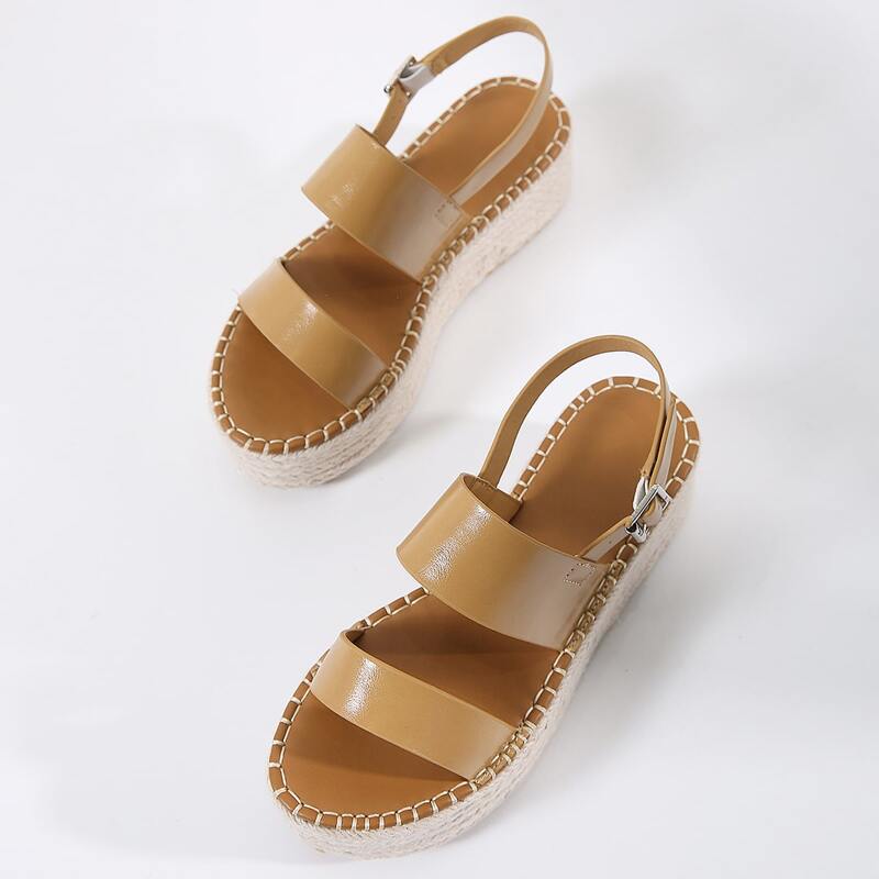 

Solid Slingback Wedge Sandals, Brown