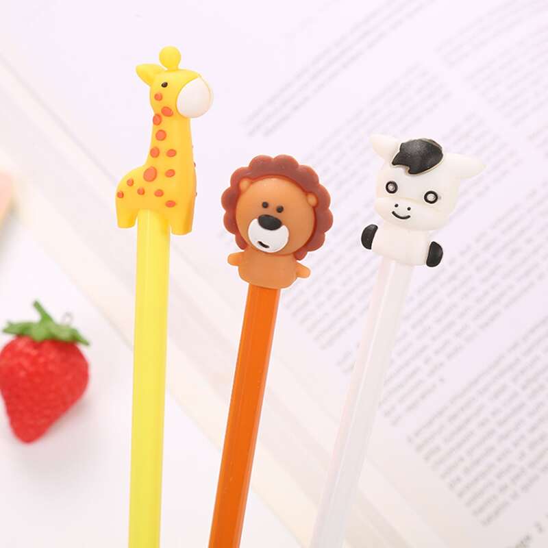 

3pcs Cartoon Animal Decor Gel Pen, Black