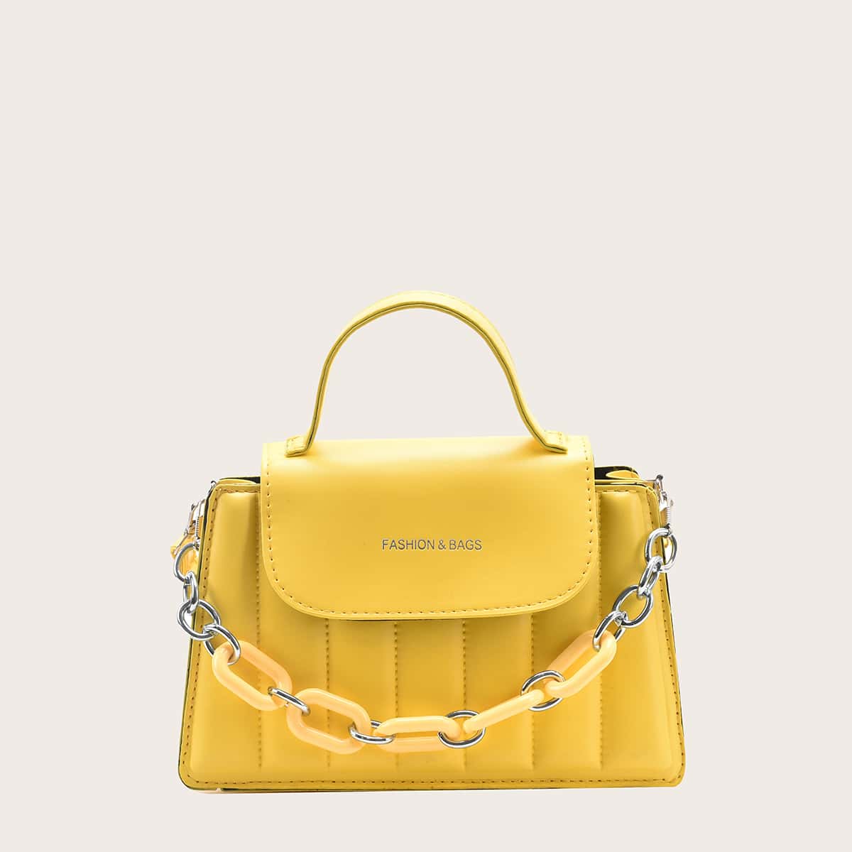 

Solid Chain Satchel Bag, Yellow