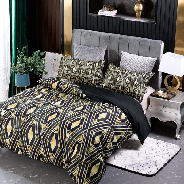 

Geometric Pattern Duvet Cover Set Without Filler, Multicolor