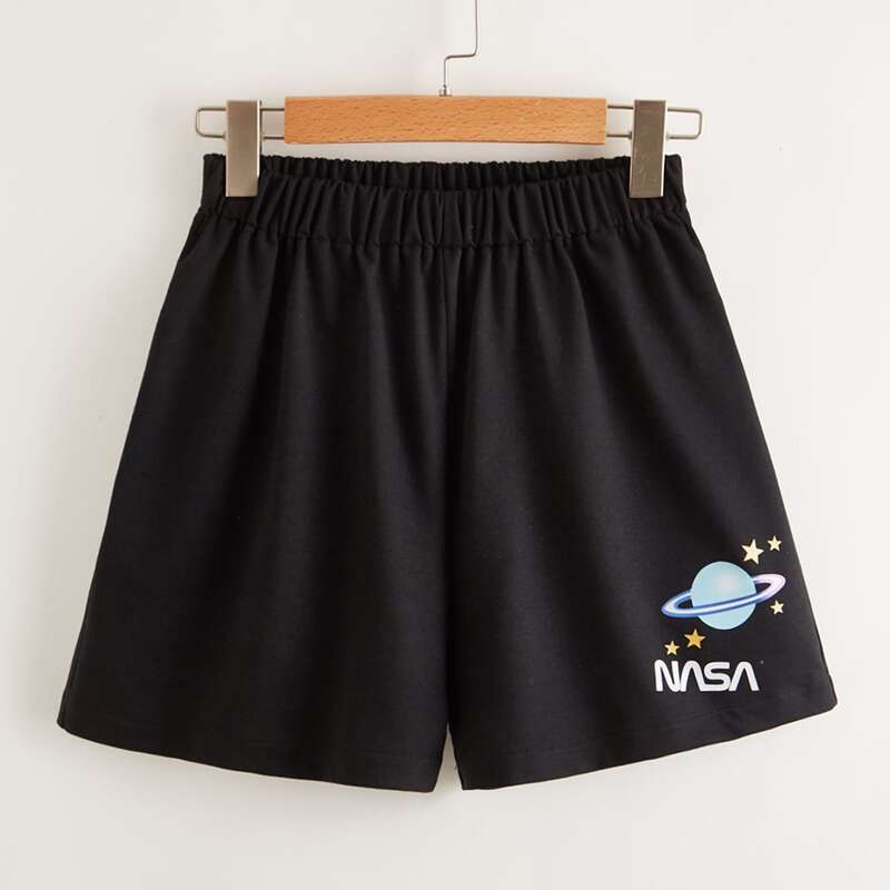 

Letter Planet Graphic Shorts, Black