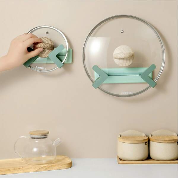 

1pc Adjustable Pot Lid Storage Rack, Green