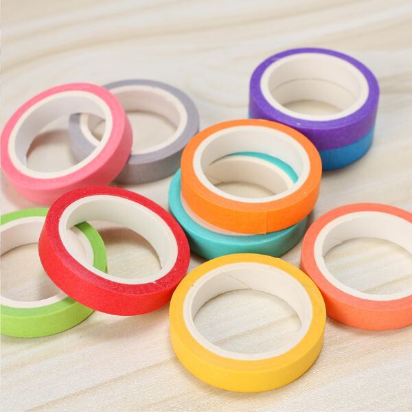 

10rolls Plain Decorative Tape, Multicolor