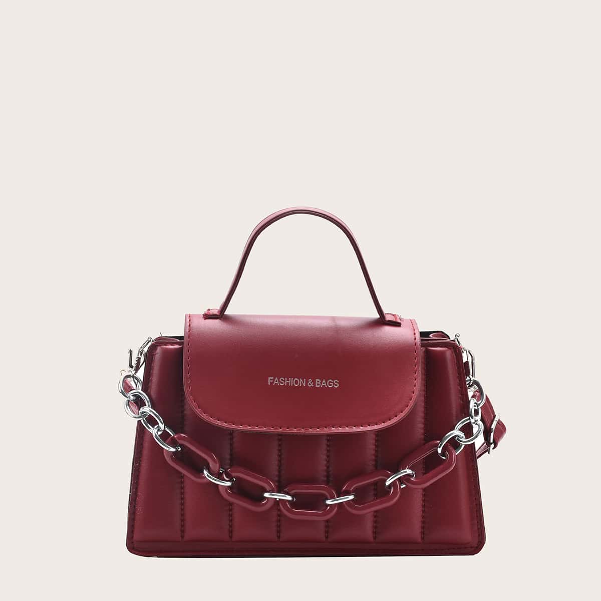 

Solid Chain Satchel Bag, Rose gold