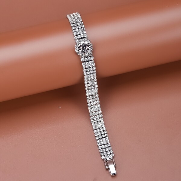 

Rhinestone Decor Bracelet, Silver