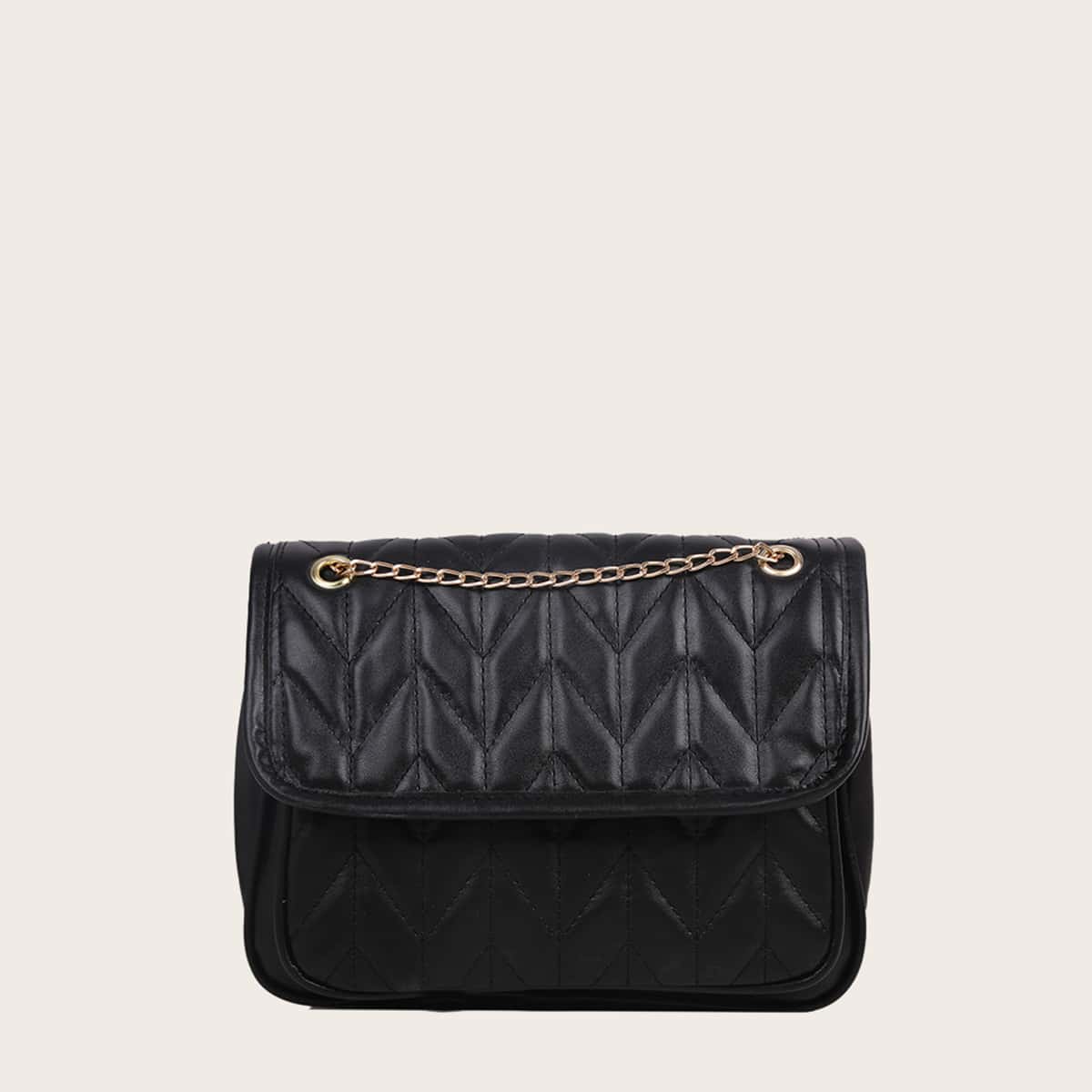 

Quilted Chain Crossbody Bag, Black