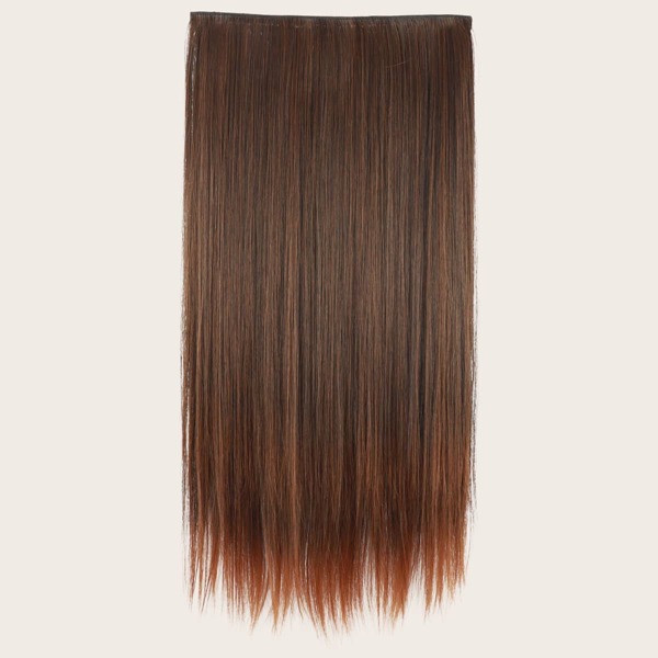 

5pcs Clip Long Straight Hairpiece, Brown