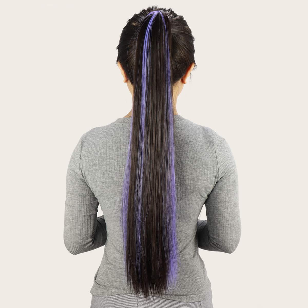 

Long Straight Ponytail Extension With Claw, Violet purple