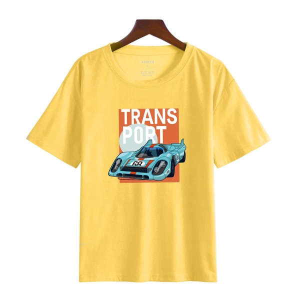 

Car & Letter Graphic Tee, Yellow