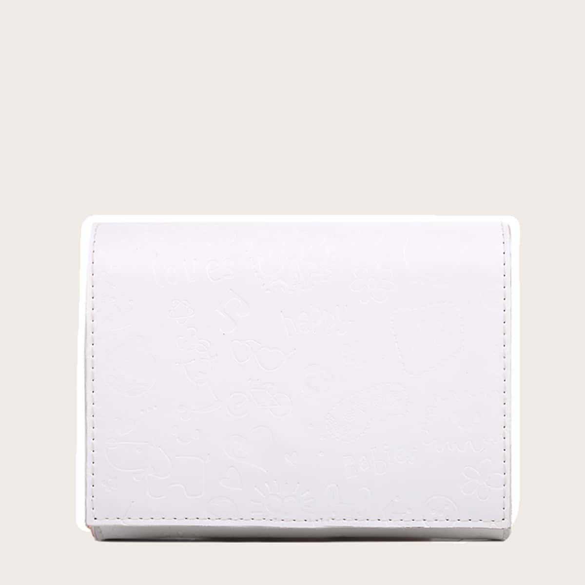 

Cartoon Embossed Crossbody Bag, White