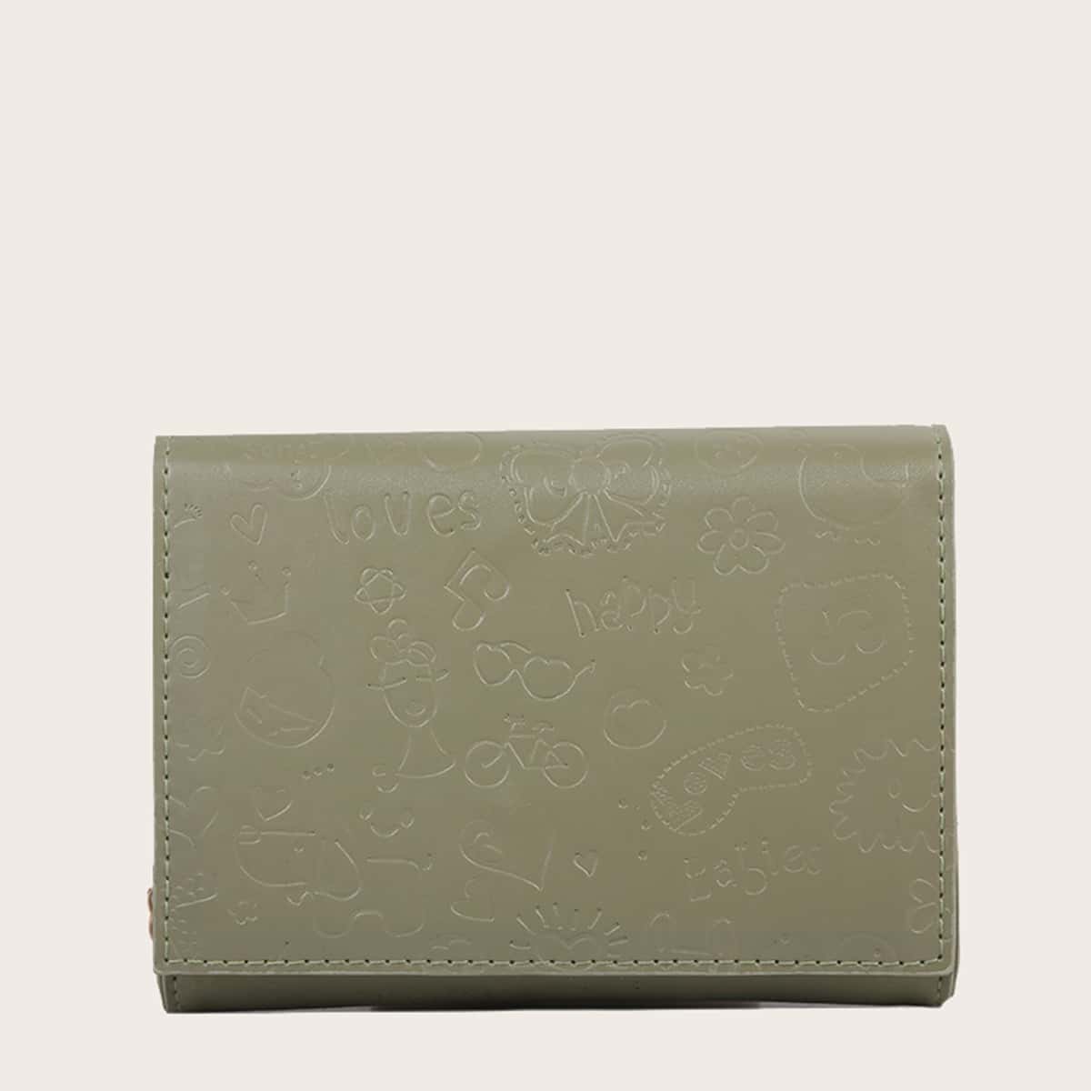 

Cartoon Embossed Crossbody Bag, Mint green