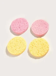 4 Miếng Bọt Biển Mặt Tự Nhiên Tròn Mềm Tẩy Tế Bào Chết Mặt Miếng Bọt Biển Làm Sạch Có Thể Tái Sử Dụng Bọt Biển Mỹ Phẩm, Tẩy Trang - Màu vàng - Xem 2