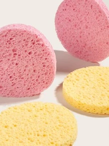 4 Miếng Bọt Biển Mặt Tự Nhiên Tròn Mềm Tẩy Tế Bào Chết Mặt Miếng Bọt Biển Làm Sạch Có Thể Tái Sử Dụng Bọt Biển Mỹ Phẩm, Tẩy Trang - Màu vàng - Xem 4