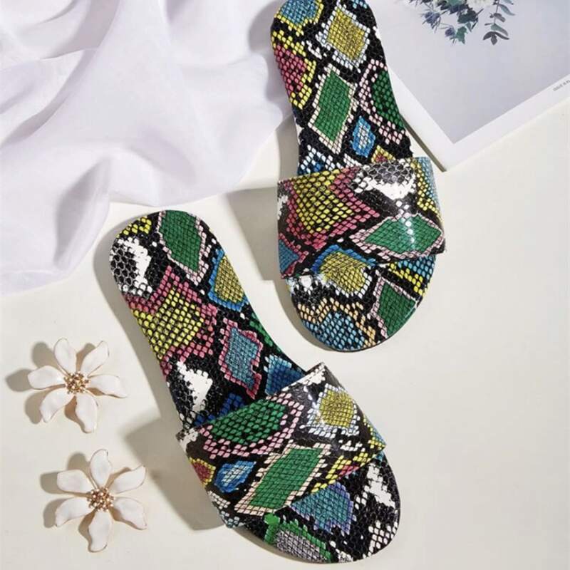 

Snakeskin Slide Sandals, Multicolor