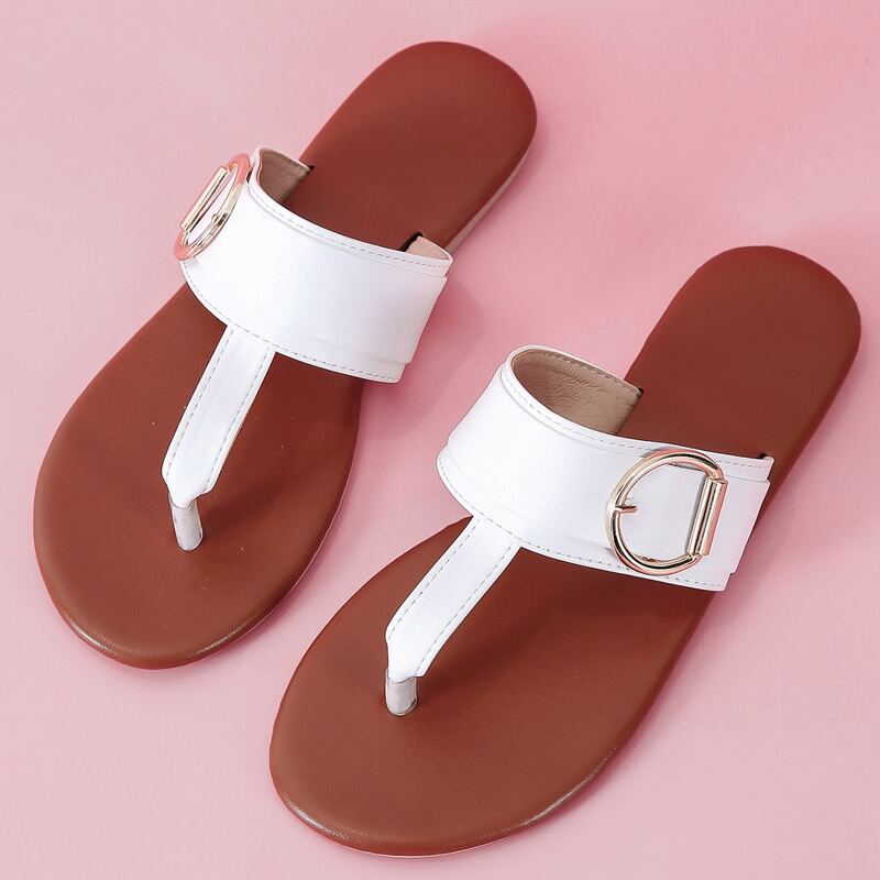 

Buckle Strap Thong Sandals, White
