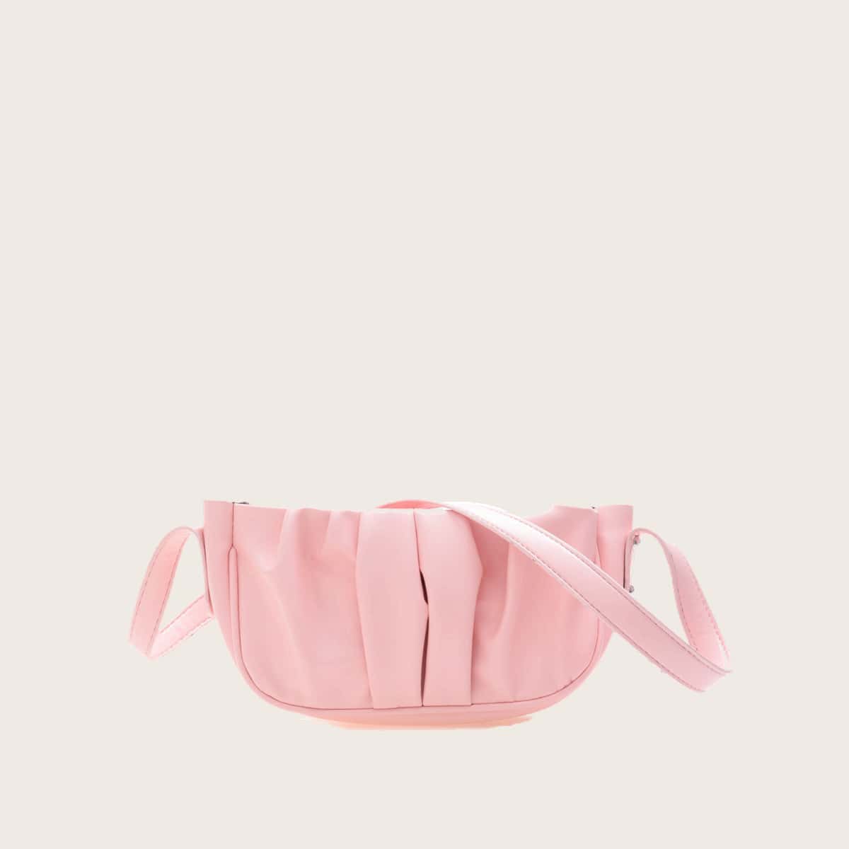 

Solid Ruched Baguette Bag, Baby pink