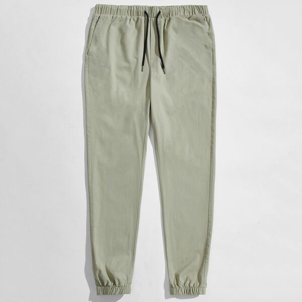 

Men Drawstring Waist Pants, Mint green