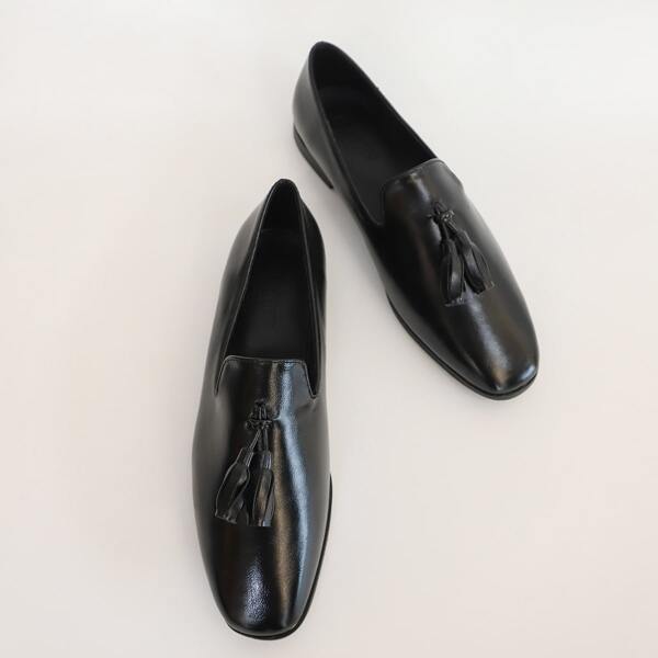 

Tassel Decor Flat Loafers, Black
