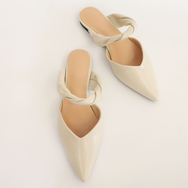

Twist Decor Flat Mules, Beige