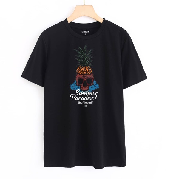 

Skull And Pineapple Print Tee, Black