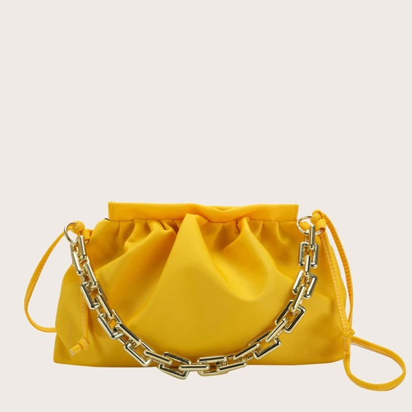 

Chain Ruched Bag, Yellow