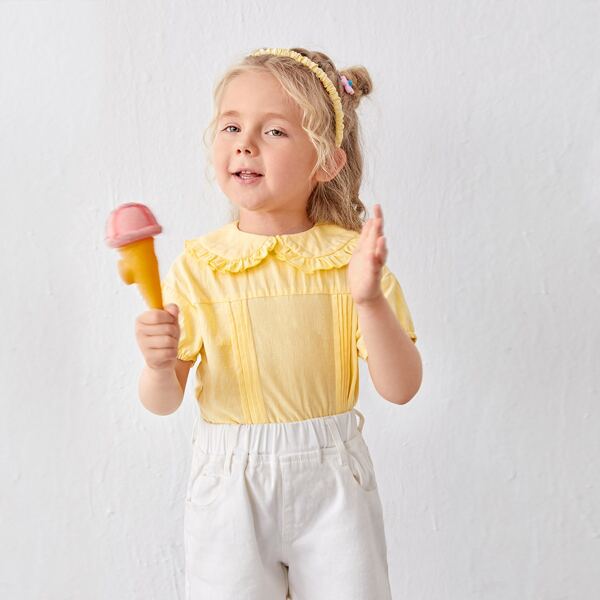 

Toddler Girls Peter Pan Collar Top, Yellow