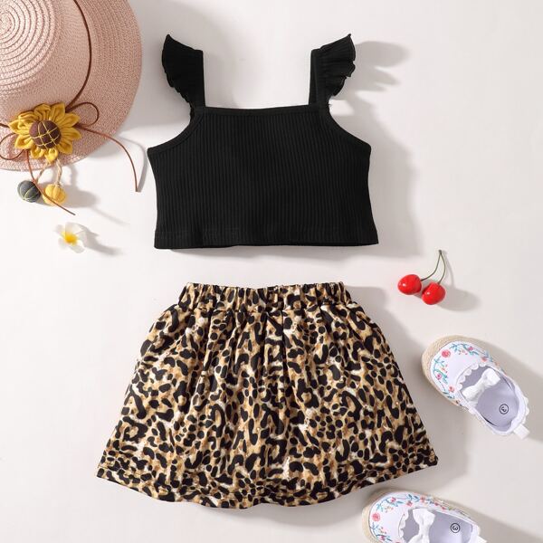 

Baby Girl Ruffle Cami Top & Leopard Skirt, Multicolor