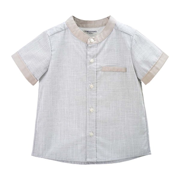 

Toddler Boys Mock Neck Contrast Binding Shirt, Light grey