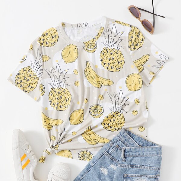 

Pineapple And Banana Print Tee, Multicolor