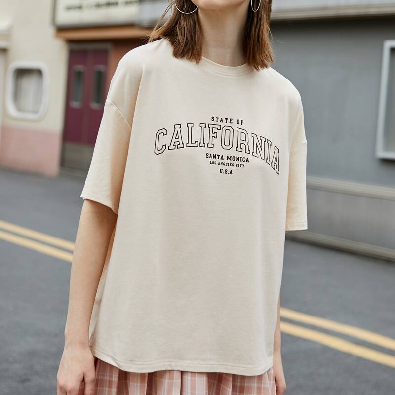 

Letter Graphic Oversized Tee, Apricot