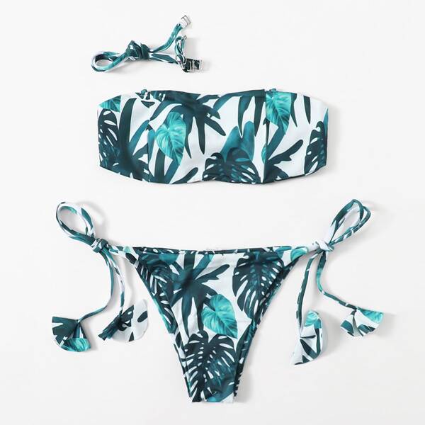 

Tropical Tie Side Bikini Swimsuit, Multicolor