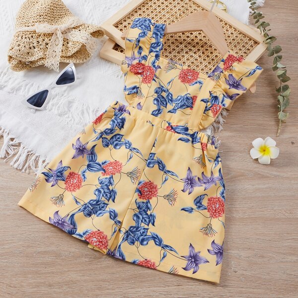 

Toddler Girls Floral Print Ruffle Romper, Multicolor