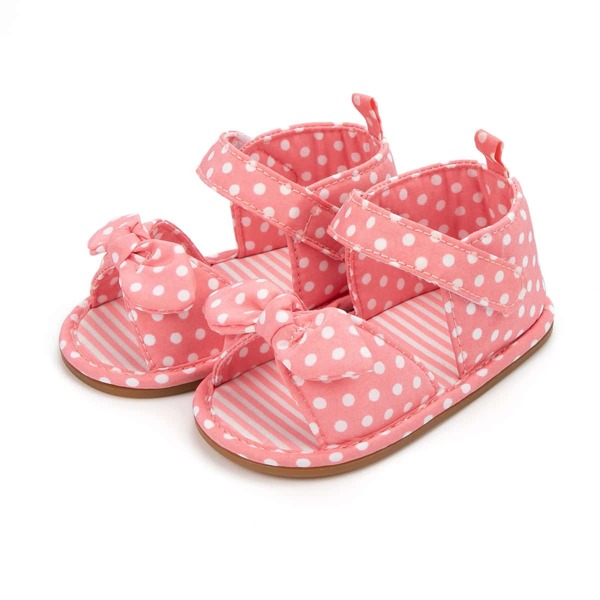 

Baby Girl Bow Decor Polka Dot Sandals, Pink