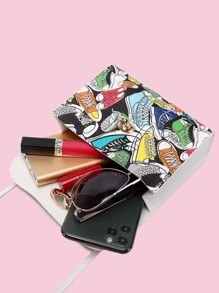 Shoe Graphic Twist Lock Satchel Bag - Multicolor - View 3