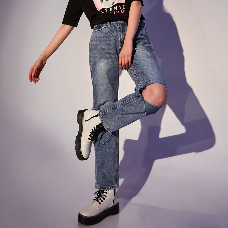 

Stonewash Ripped Baggy Jeans, Blue