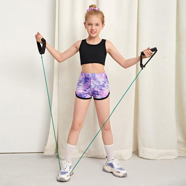 

Toddler Girls Crop Tank Top & Tie Dye Dolphin Hem Shorts, Multicolor