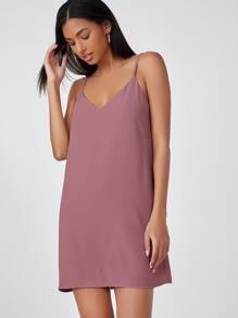 SHEIN EZwear 素色吊帶連衣裙 - 藕粉色 - 查看 1