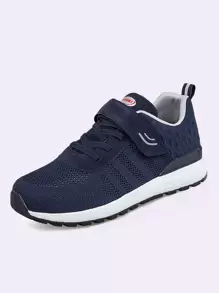 Men Striped Hook-and-loop Fastener Strap Sneakers - Blue - View 1