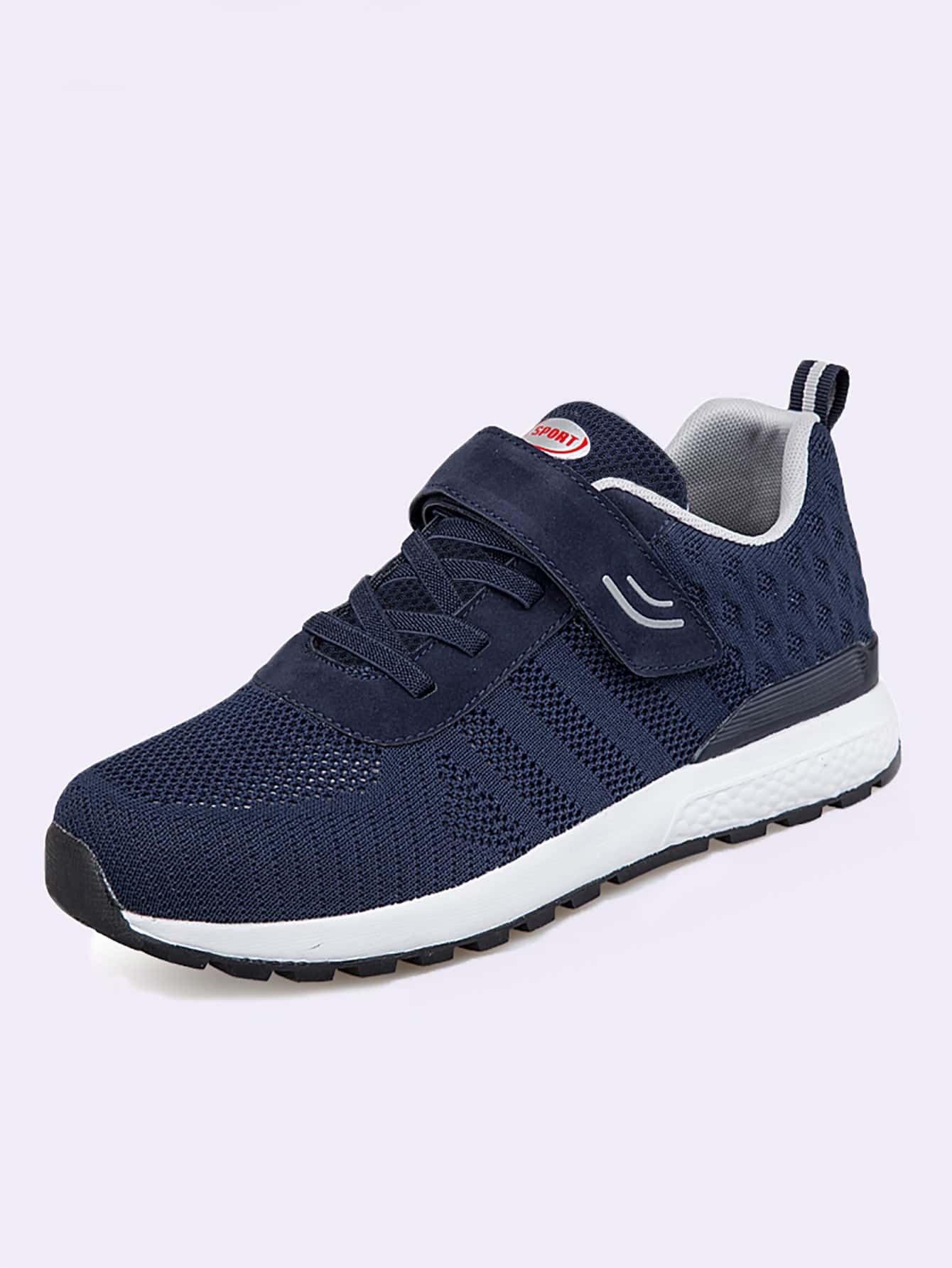 Men Striped Hook-and-loop Fastener Strap Sneakers - Blue - View 1
