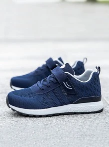 Men Striped Hook-and-loop Fastener Strap Sneakers - Blue - View 3