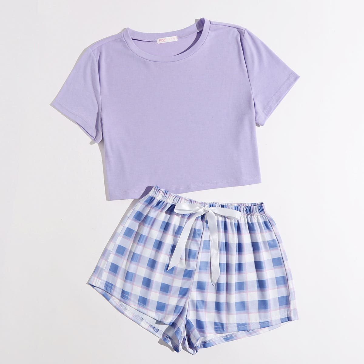 

Plaid Pattern Shorts PJ Set, Multicolor
