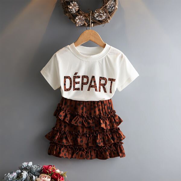 

Toddler Girls Letter Graphic Tee & Tiered Layer Skirt, Multicolor