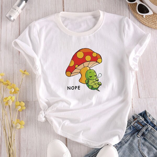 

Plants & Letter Graphic Tee, White