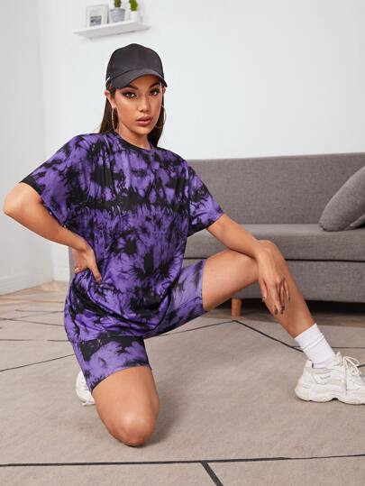 Conjunto camiseta de tie dye con shorts biker - Colección de primavera